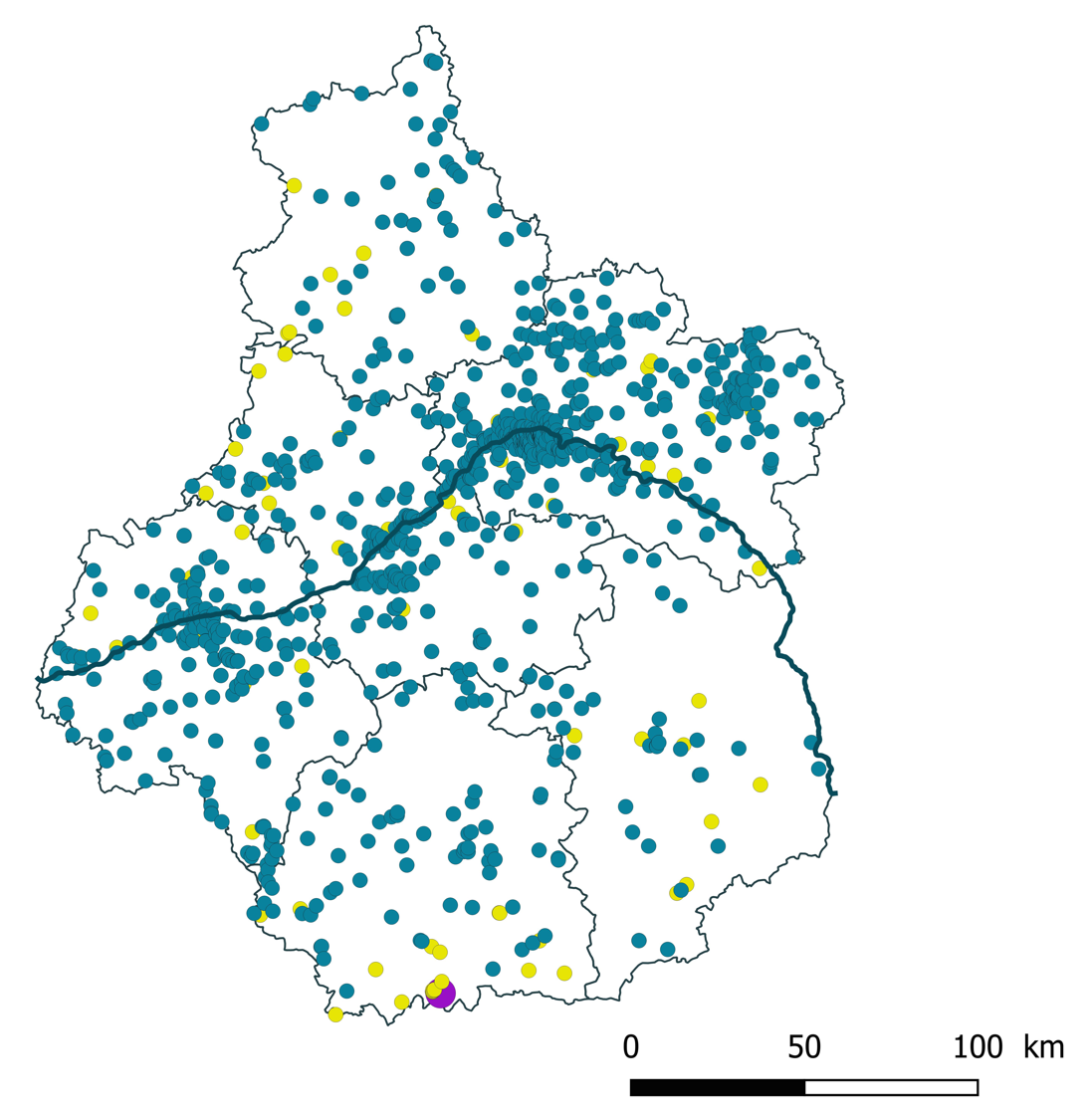 Carte des opérations de géothermie recensées régionalement
